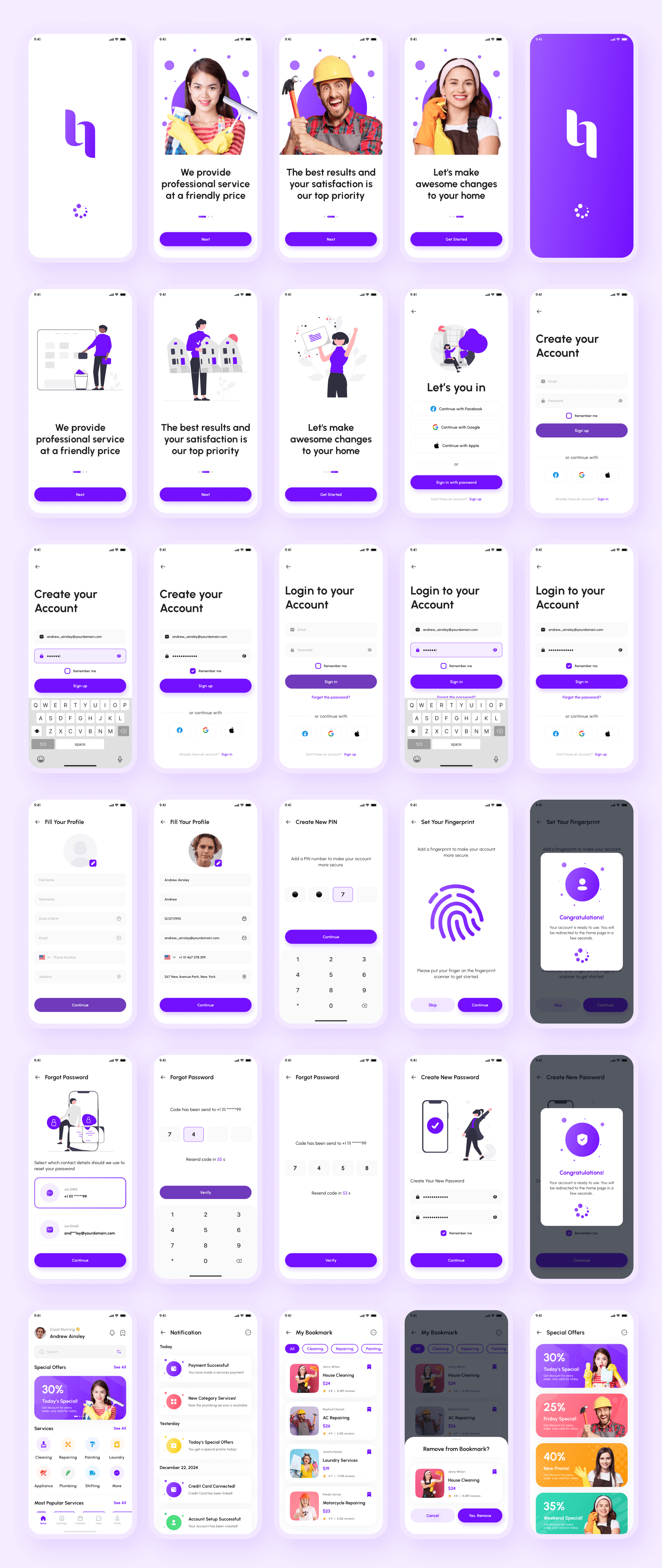 Example of Home Service App UI Kit